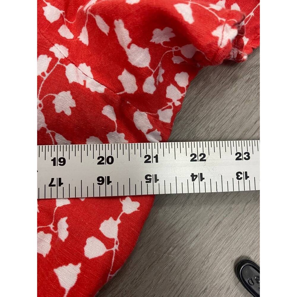 Anthropologie Short Sleeve Length Somerset Romper Linen Red White SZ XL A000408 - Picture 7 of 7